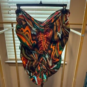 PrettyLittleThing Multicolor Swirl Ruched Mini Skirt